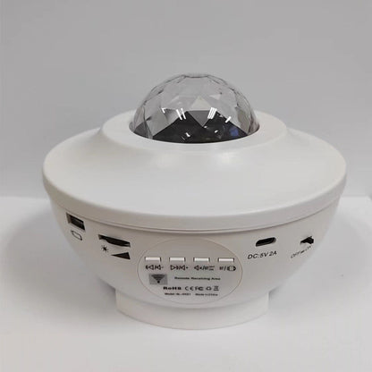 10-Lighting Color Star Projector Light with Bluetooth Music and Rotating with Water Ripple Effect White