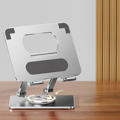 Foldable Aluminum Tablet and Phone Stand 360 Degree Rotatable Holder Silver