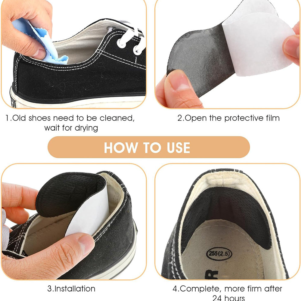 6 Pairs of Anti Wear Heel Protection Pads for Shoes Cushions Heel Liners Grips Heel Inserts Insoles Black