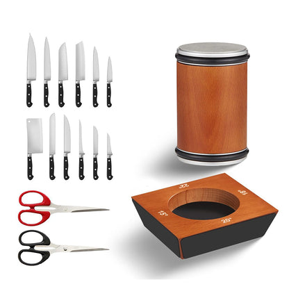 Rolling Knife Sharpener Tool Adjustable Angle Magnetic Base for Kitchen Use Natural Wood