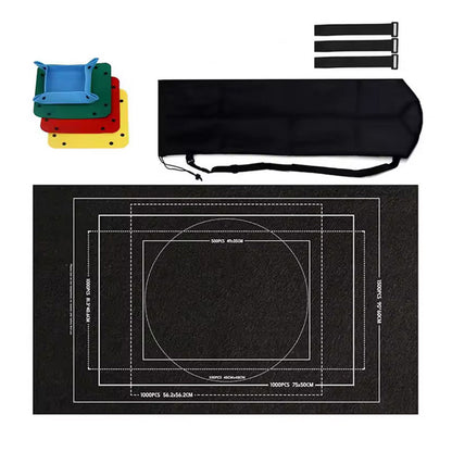 Roll Up Jigsaw Puzzle Mat with 4 Sorting Trays Portable Puzzle Storage Saver Pad for 500- 1500 Pieces Jigsaw Black