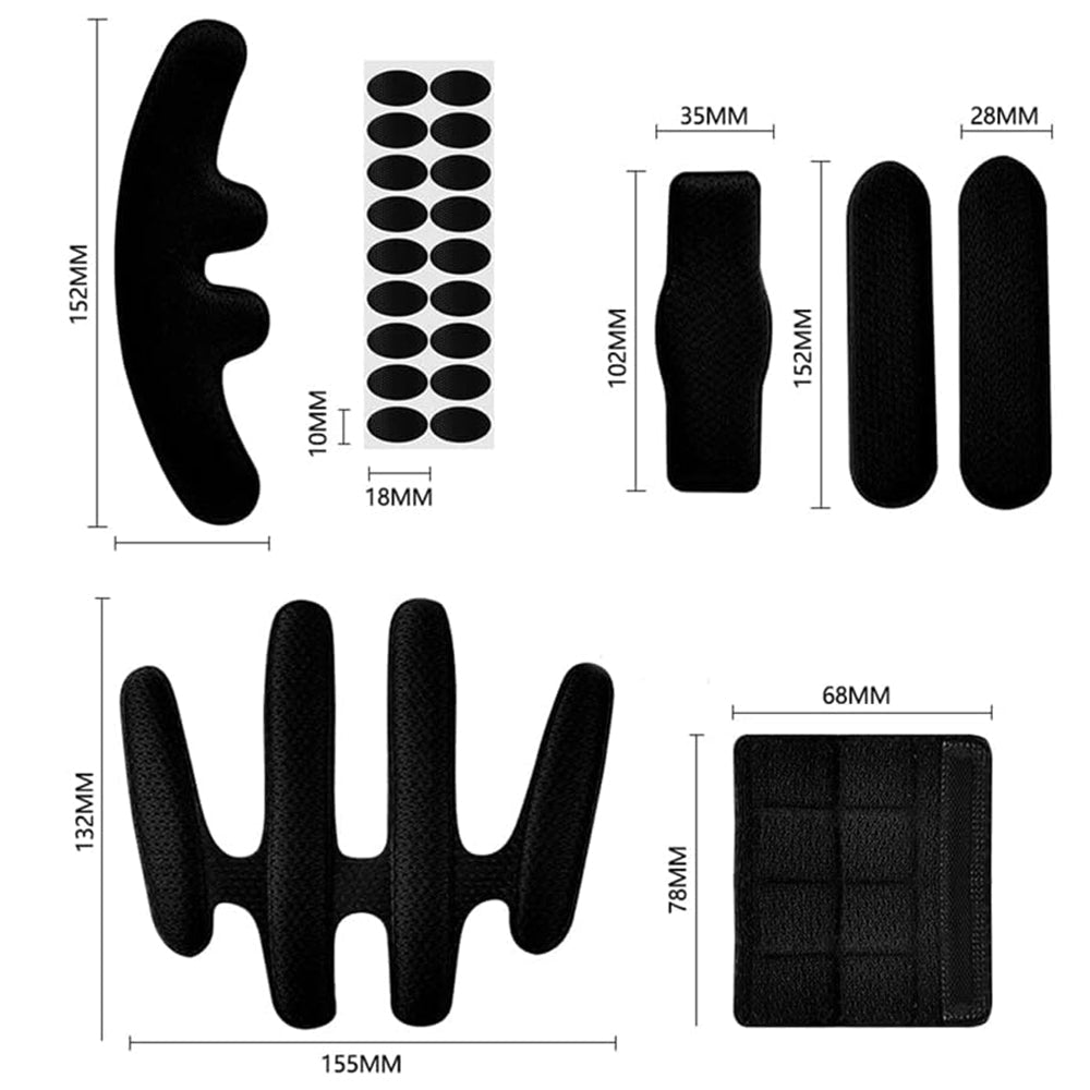 15Pcs Universal Foam Pads Set Protection Pad Helmet Inner Padding Kits Replacement Black