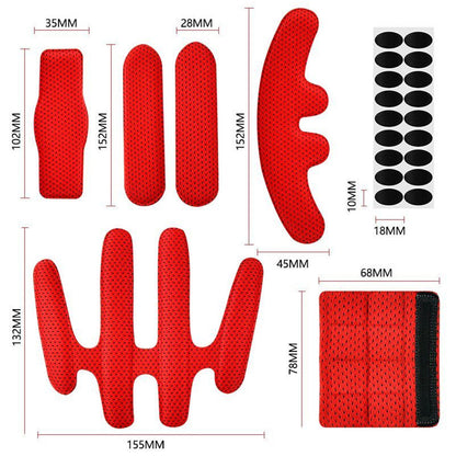 15Pcs Universal Foam Pads Set Protection Pad Helmet Inner Padding Kits Replacement Red