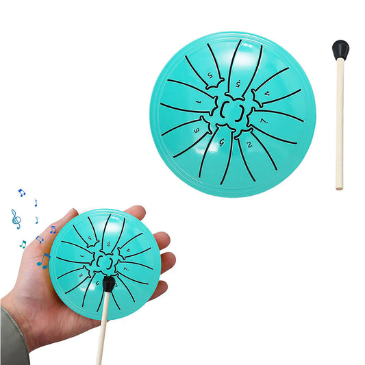4 Inch Tongue Drum 8-Note Handpan Drum with Drumsticks and Music Book for Early Musical Education Zen Meditation Green
