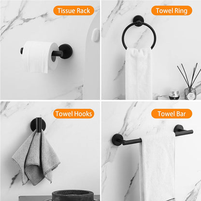 12Pcs Matte Black Bathroom Accessories Set Stainless Steel Wall Mounted Hardware Kit