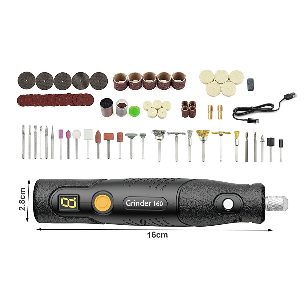 Mini Cordless Rotary Tool Kit for Polishing with 100 Accessories Black