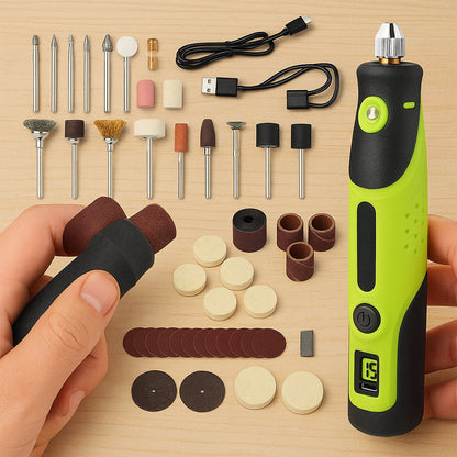 Mini Cordless Rotary Tool Kit for Polishing with 100 Accessories Black Green