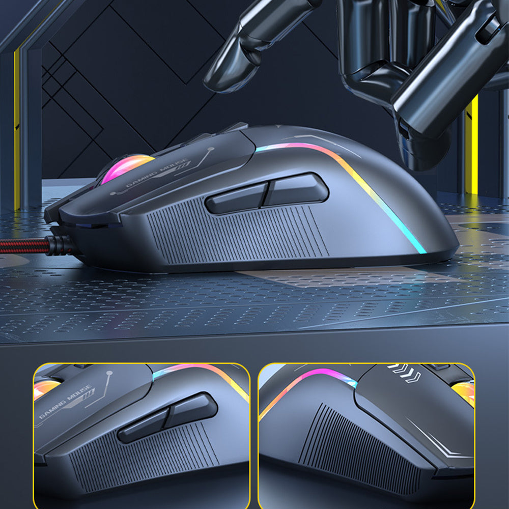 Wired Gaming Mouse with Macro Programming and RGB Lighting