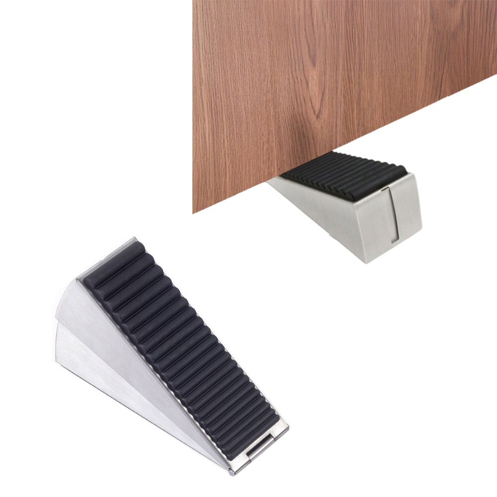 Adjustable Spring Door Stopper Tall Door Stop Wedge for Bottom of Doors Silver