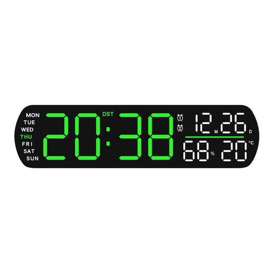 Digital Alarm Clock with LED Time and Temperature Humidity Display Black Shell