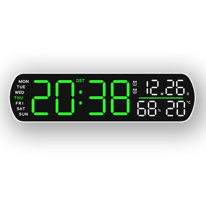 Digital Alarm Clock with LED Time and Temperature Humidity Display White Shell