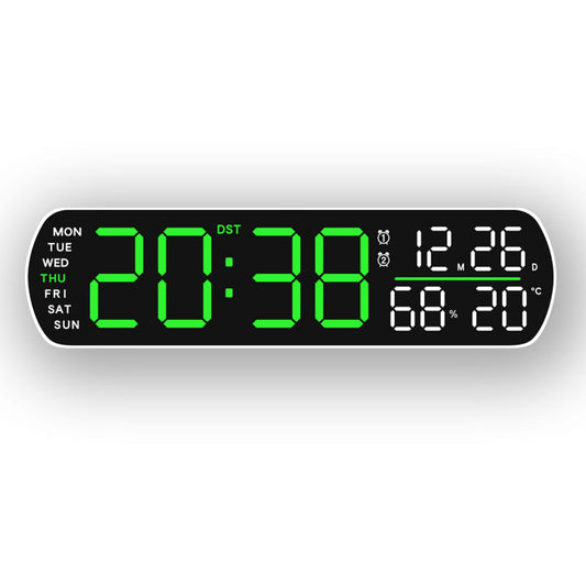 Digital Alarm Clock with LED Time and Temperature Humidity Display White Shell