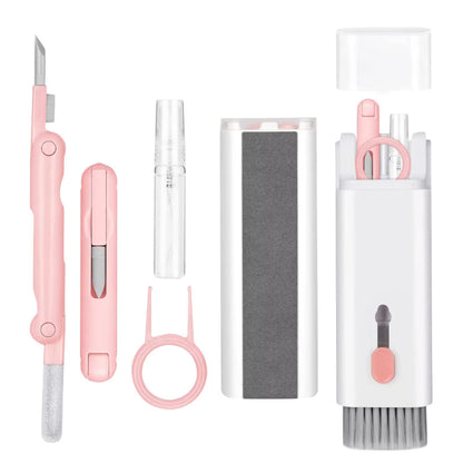 7-in-1 Brush Kit for Computer Keyboard Cleaning Headphones Phone Screen Pink