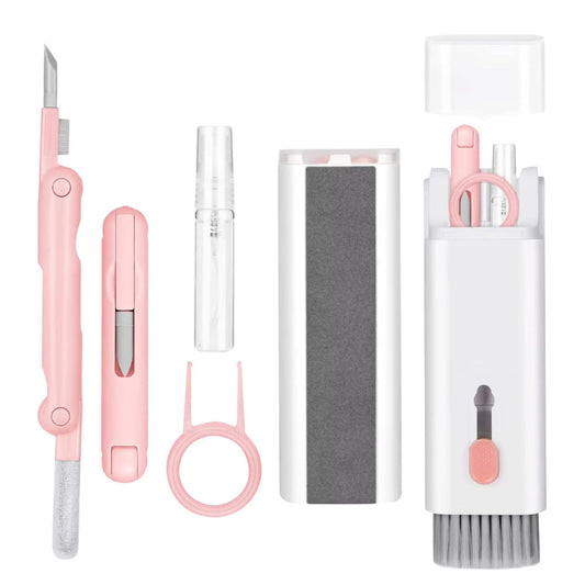 7-in-1 Brush Kit for Computer Keyboard Cleaning Headphones Phone Screen Pink