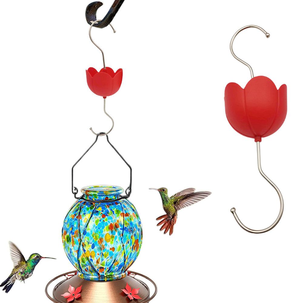 Anti-Ant Moat for Hummingbird Hanging Feeders Ant Guard S Hook Hanger for Outdoor Yard Red