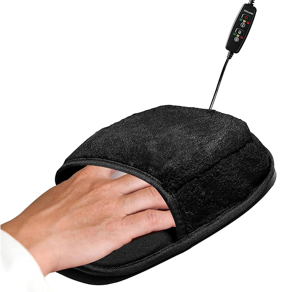 USB Heated Mouse Pad with Wrist Rest Winter Hand Warmer with 3 Level Temperature Control Black