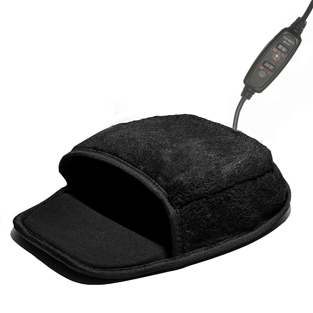 USB Heated Mouse Pad with Wrist Rest Winter Hand Warmer with 3 Level Temperature Control Black
