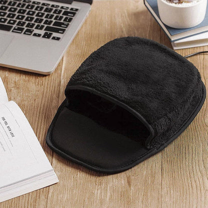 USB Heated Mouse Pad with Wrist Rest Winter Hand Warmer with 3 Level Temperature Control Black