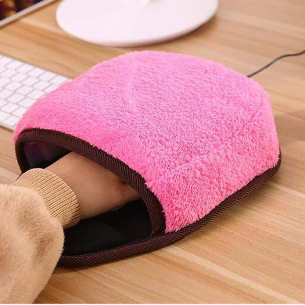 USB Heated Mouse Pad with Wrist Rest Winter Hand Warmer with 3 Level Temperature Control Pink