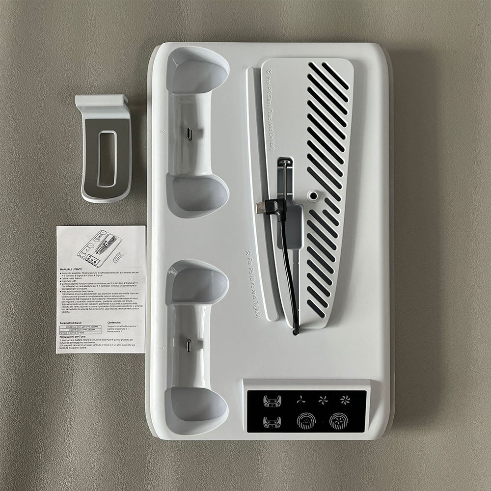 RGB Cooling and Charging Station Controller Charging Dock Headset Holder Compatible with PS5/PS5Pro/Slim/Disc/Digital Console