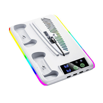 RGB Cooling and Charging Station Controller Charging Dock Headset Holder Compatible with PS5/PS5Pro/Slim/Disc/Digital Console