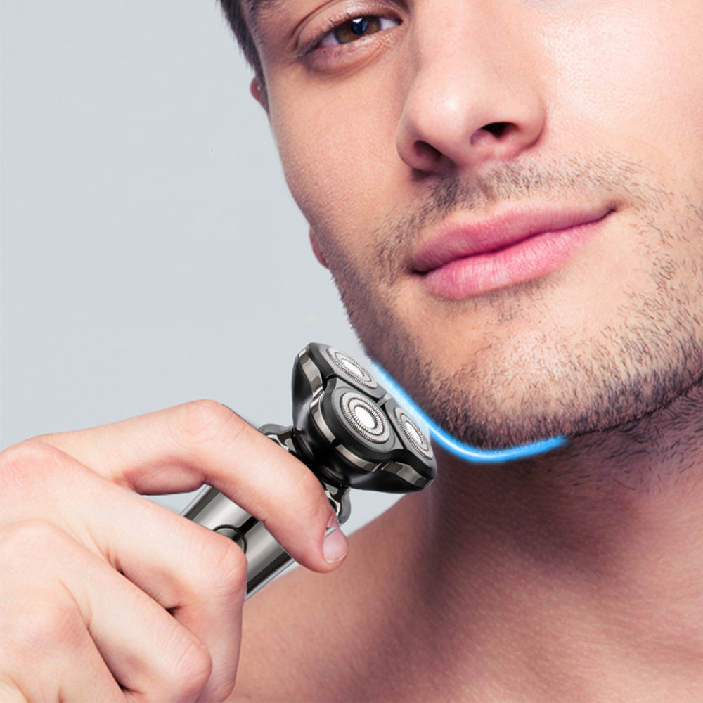 Rechargeable Electric Shaver for Men with Replaceable Heads for Wet and Dry Use
