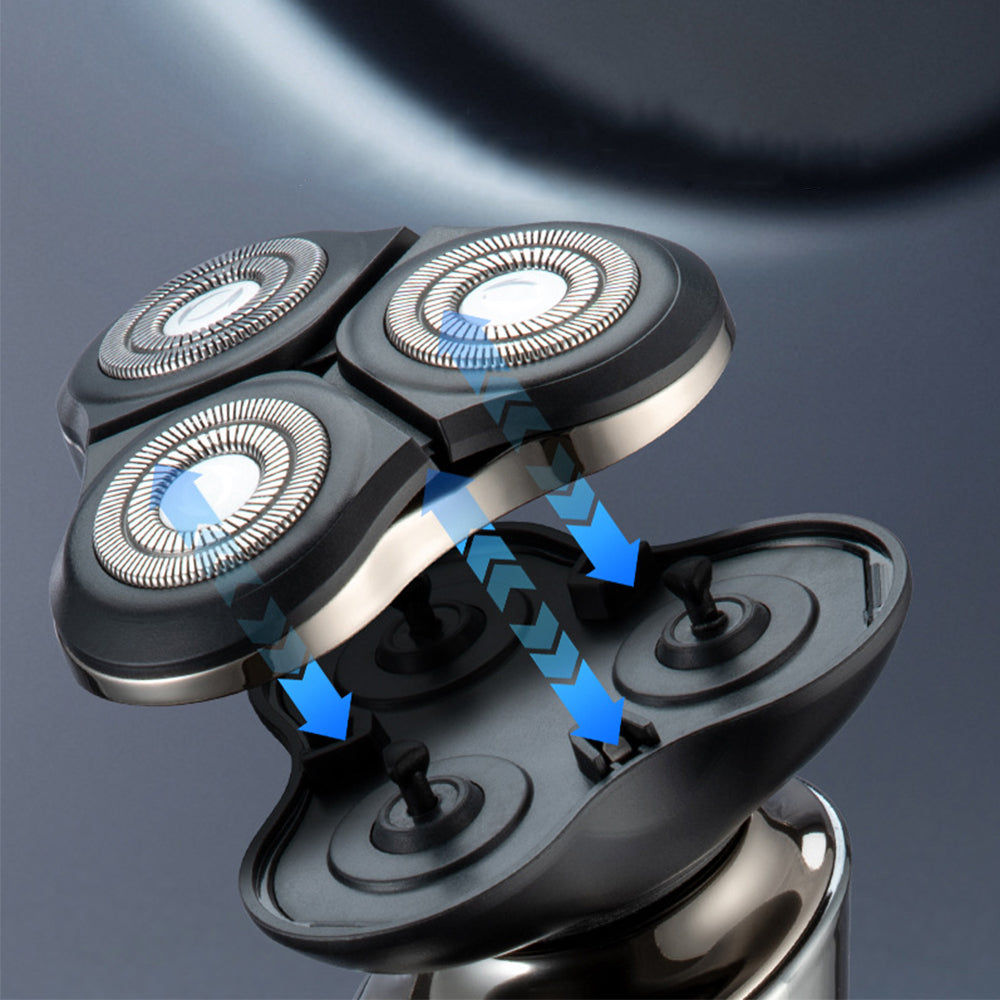 Rechargeable Electric Shaver for Men with Replaceable Heads for Wet and Dry Use