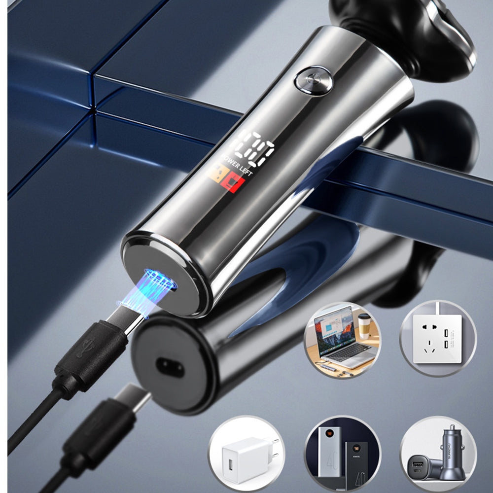 Rechargeable Electric Shaver for Men with Replaceable Heads for Wet and Dry Use