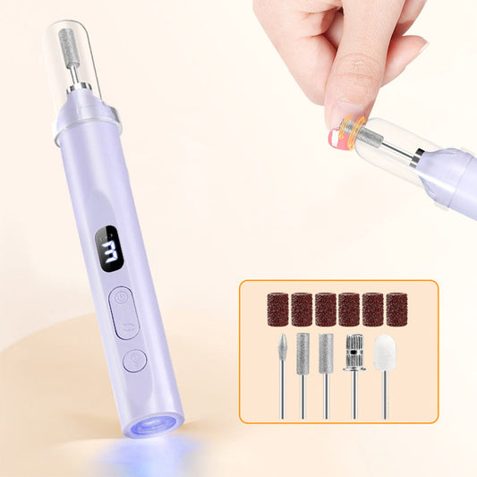 Rechargeable Electric Manicure and Pedicure Kit Cordless Nail Drill with LED Light for Natural/Acrylic Nails Purple