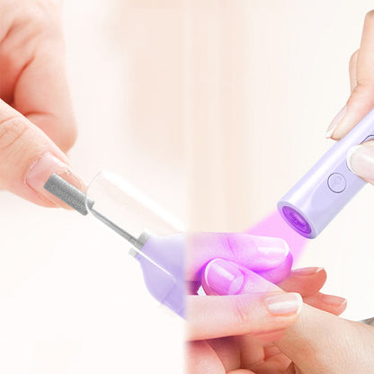 Rechargeable Electric Manicure and Pedicure Kit Cordless Nail Drill with LED Light for Natural/Acrylic Nails Purple