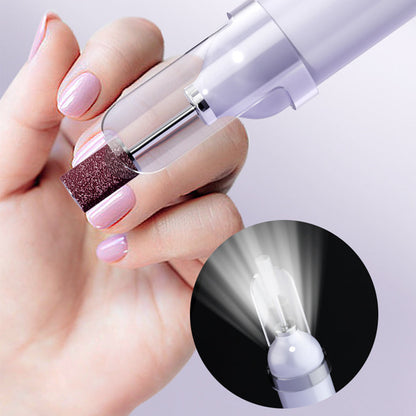 Rechargeable Electric Manicure and Pedicure Kit Cordless Nail Drill with LED Light for Natural/Acrylic Nails Purple