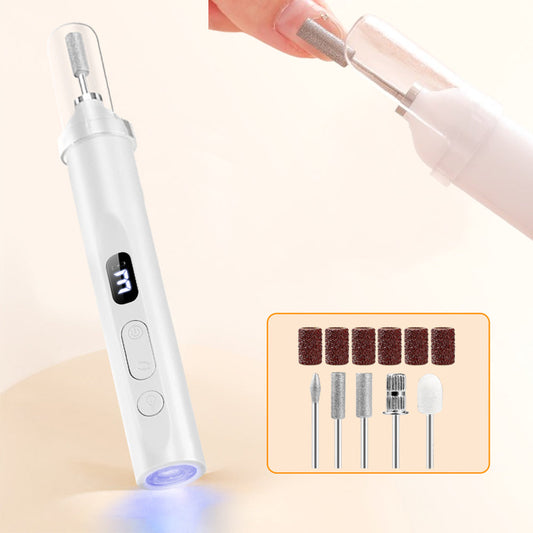 Rechargeable Electric Manicure and Pedicure Kit Cordless Nail Drill with LED Light for Natural/Acrylic Nails White