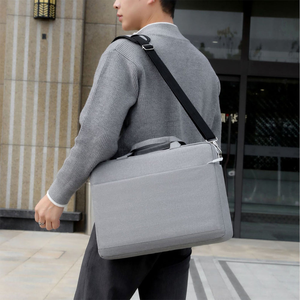 Crossbody Laptop Sleeve Padding Shoulder Carry Bags for 15.6 Inch Notebook Grey