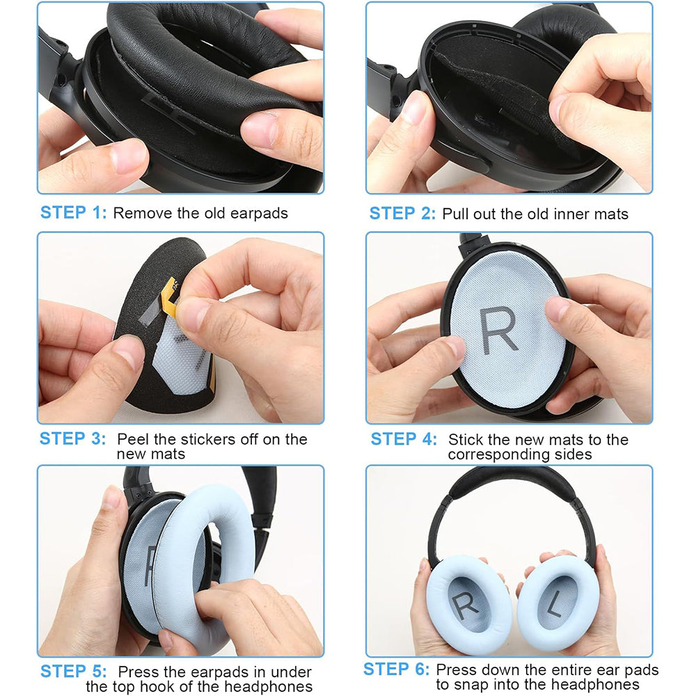 Pair of Replacement Ear Pads for Bose QC45 Headphone Ear Cushions Blue