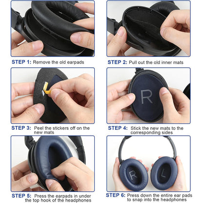 Pair of Replacement Ear Pads for Bose QC45 Headphone Ear Cushions Navy