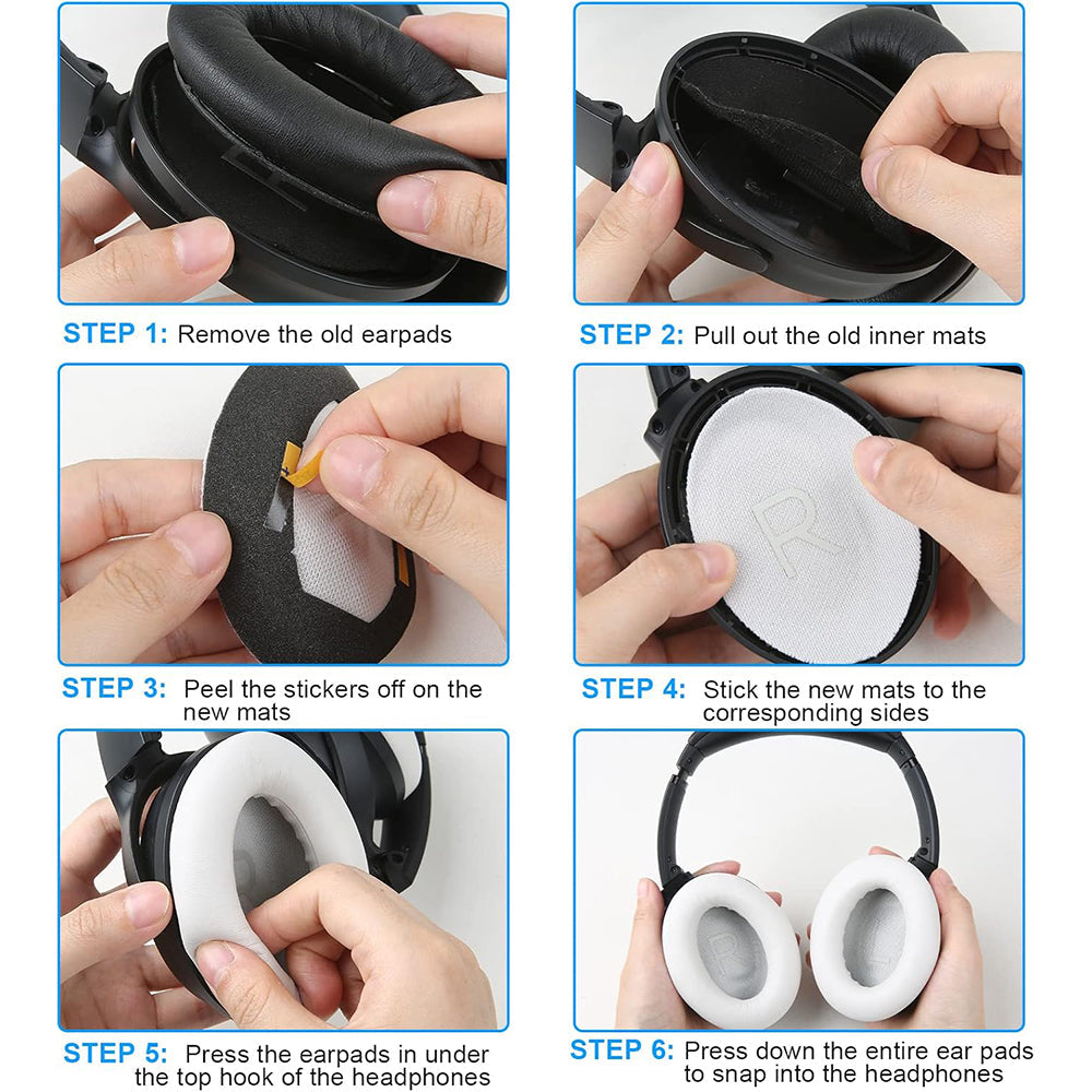 Pair of Replacement Ear Pads for Bose QC45 Headphone Ear Cushions White