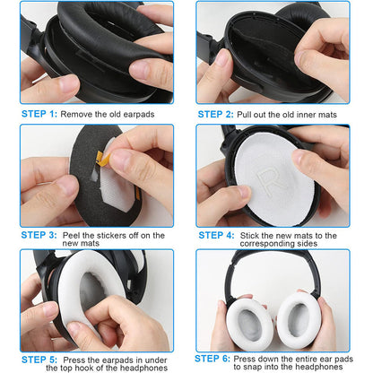 Pair of Replacement Ear Pads for Bose QC45 Headphone Ear Cushions White