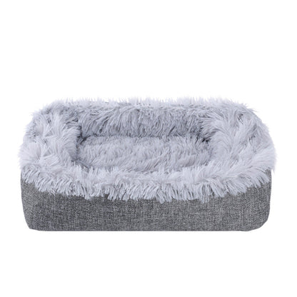 2-in-1 Soft Plush Pet Bed Warming Fluffy Mat for Cats Small Dogs Grey
