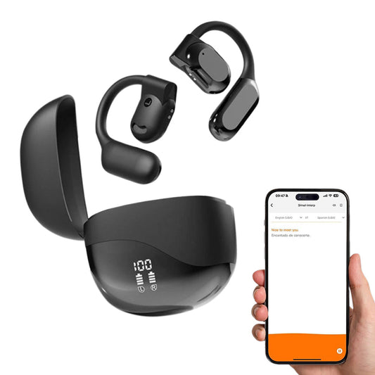144-Language Wireless AI Translator Bluetooth Music Headphone for Travel Business Learning Black