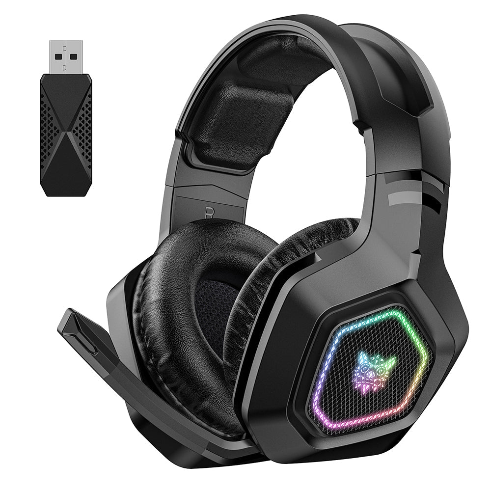 3-Mode RGB Gaming Headphone with Mic Over- ear Headphones Compatible with PS4/PS5/Switch/Mobile/ PC/Mac Black