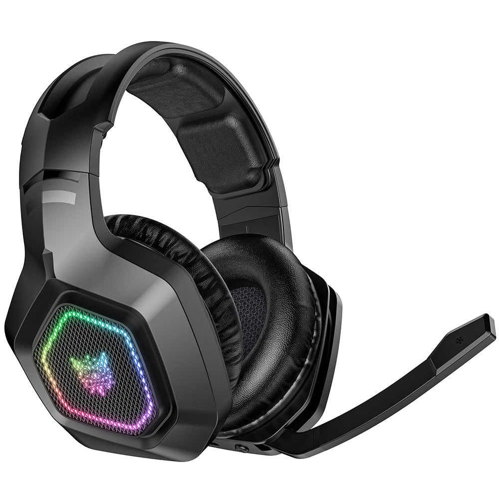 3-Mode RGB Gaming Headphone with Mic Over- ear Headphones Compatible with PS4/PS5/Switch/Mobile/ PC/Mac Black