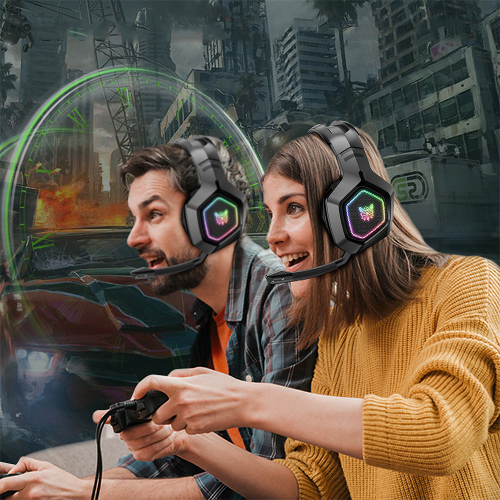 3-Mode RGB Gaming Headphone with Mic Over- ear Headphones Compatible with PS4/PS5/Switch/Mobile/ PC/Mac Black