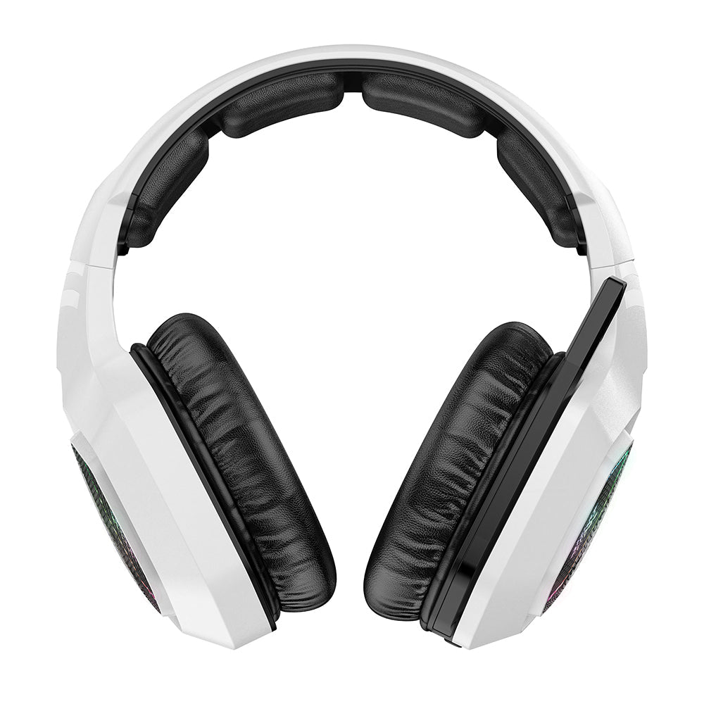 3-Mode RGB Gaming Headphone with Mic Over- ear Headphones Compatible with PS4/PS5/Switch/Mobile/ PC/Mac White