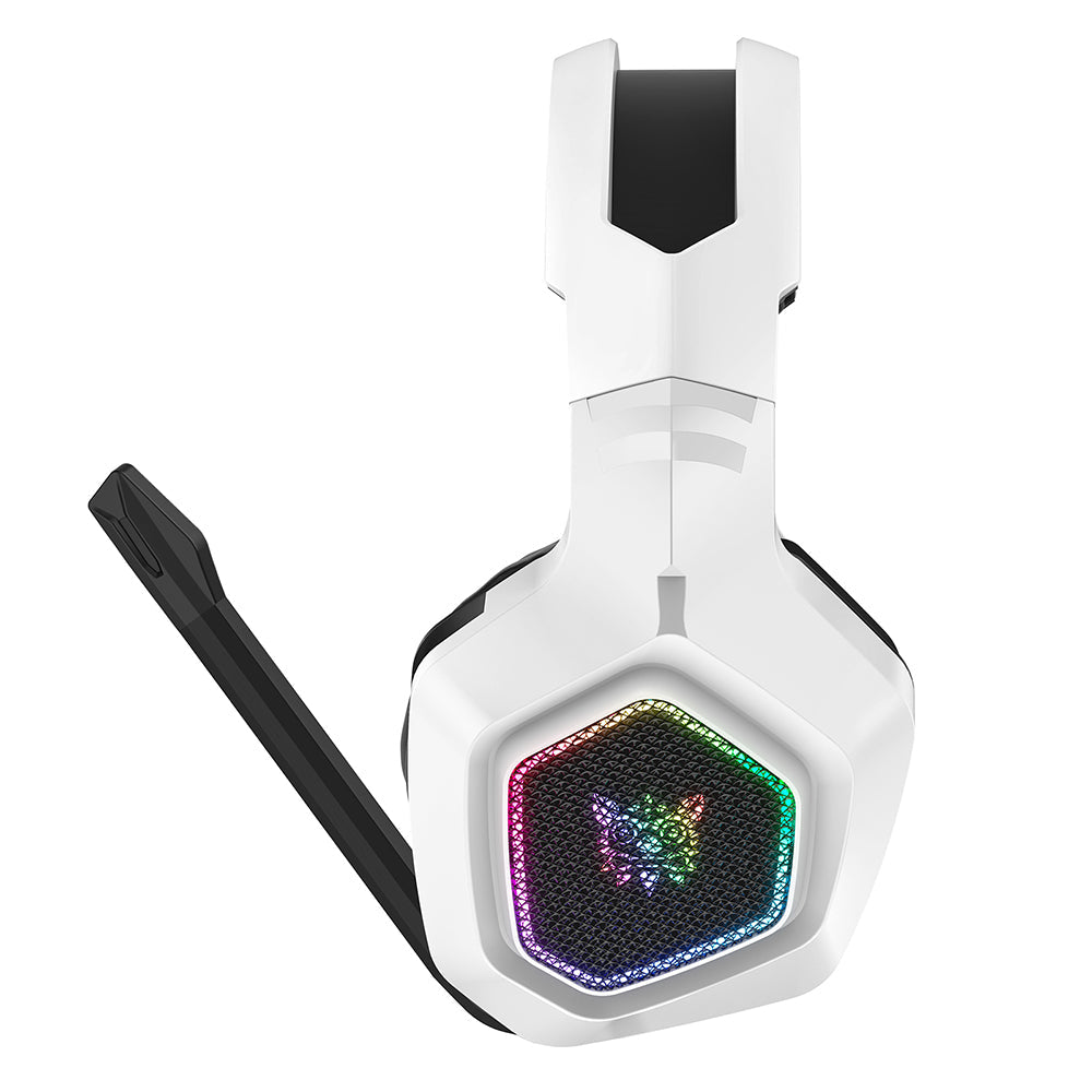 3-Mode RGB Gaming Headphone with Mic Over- ear Headphones Compatible with PS4/PS5/Switch/Mobile/ PC/Mac White