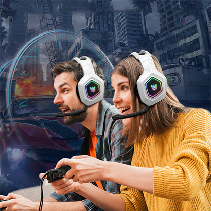 3-Mode RGB Gaming Headphone with Mic Over- ear Headphones Compatible with PS4/PS5/Switch/Mobile/ PC/Mac White