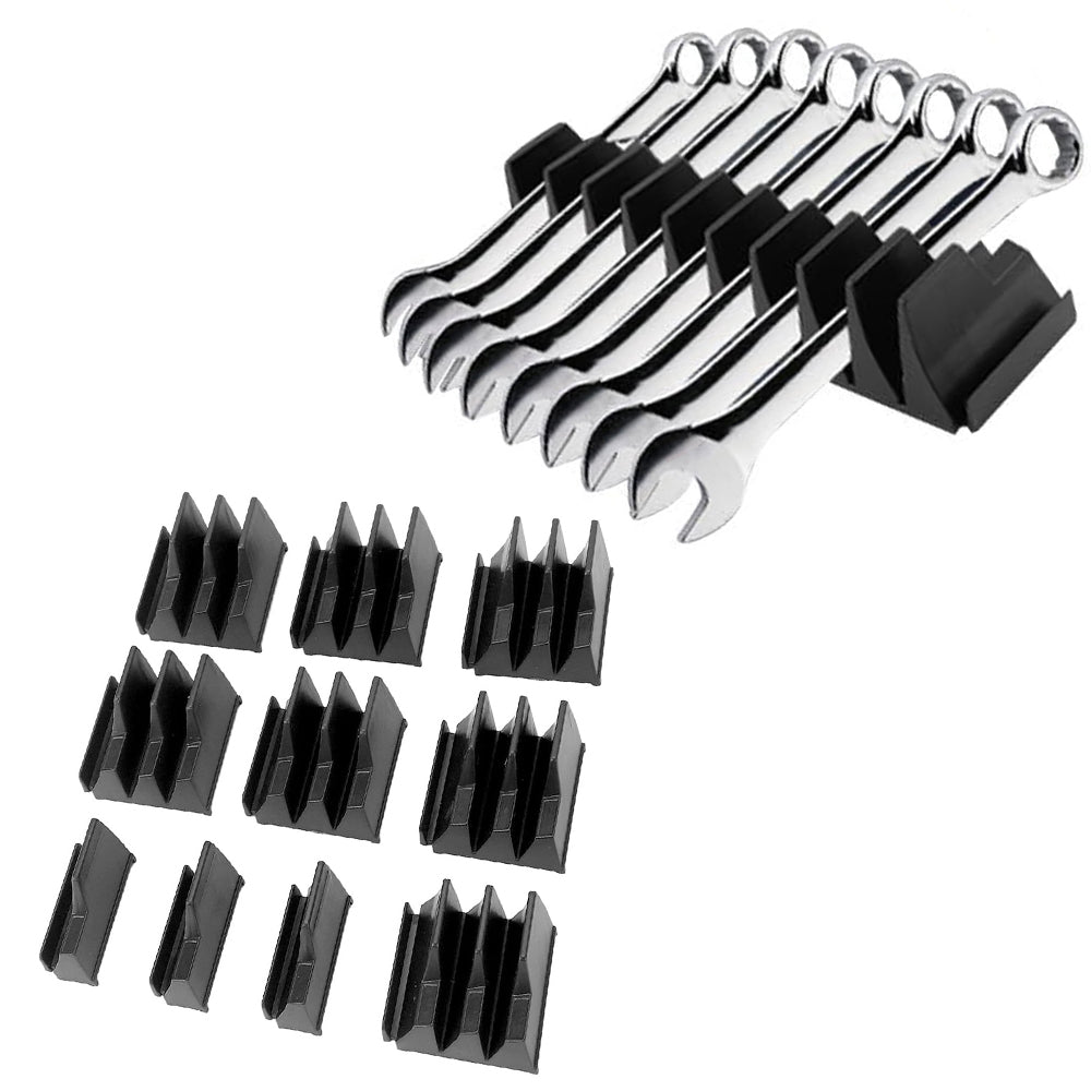 20-Tool Wrench Organizer Detachable Wrench Holder Rack Set for Tool Box Tool Drawer Storage Black