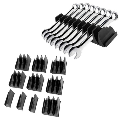 20-Tool Wrench Organizer Detachable Wrench Holder Rack Set for Tool Box Tool Drawer Storage Black