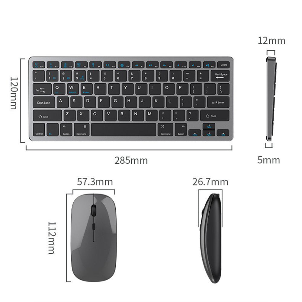 Slim Rechargeable Bluetooth Wireless Keyboard and Mouse Set Triple Mode Low Noise Portable for Multi-Device Use