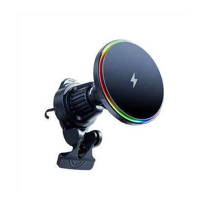 15W USB Powered Wireless Car Charger with RGB Light Car Phone Holder Mount for Air Vent