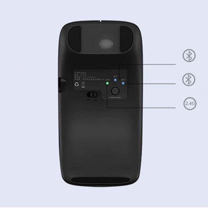 3-Mode Wireless Mouse Battery Powered Bluetooth/2.4Ghz Ergonomic Silent Mouse Black